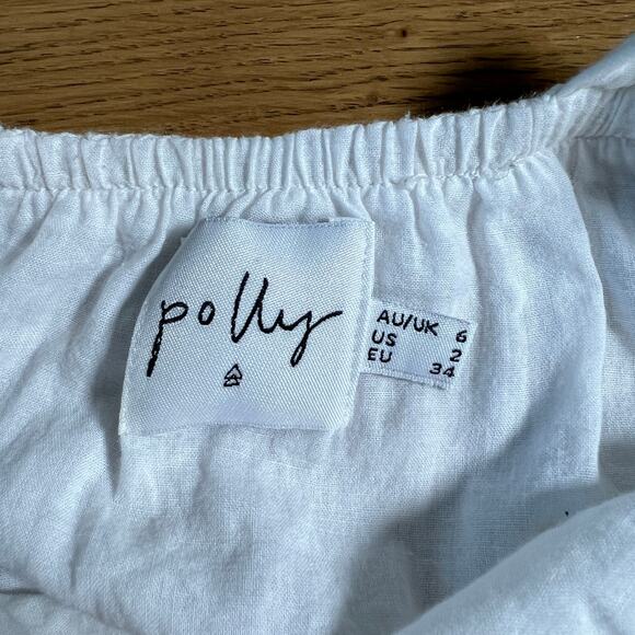 Princess Polly Womens Babydoll Tiered Side Tie Mini Dress White Size 2 Going Out - Picture 4 of 6